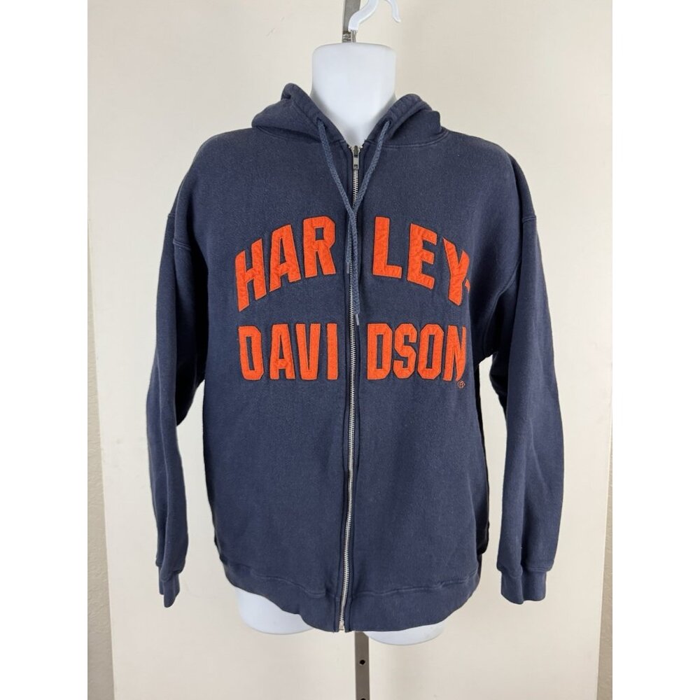 HARLEY DAVIDSON Men's Vtg Navy Blue Zip Hoodie "Mike's Famous New Castle DE" XL